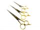 High Quality Hair Cutting Barber Shear Scissors With Gold Fingers Rings 